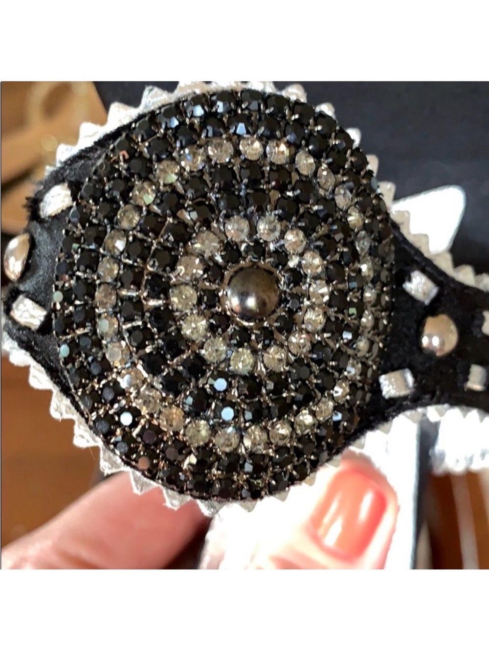 Vintage Giuseppe Zanotti Black Beaded Studded Kitten Heel Mules w BOX!! - Picture 6 of 6